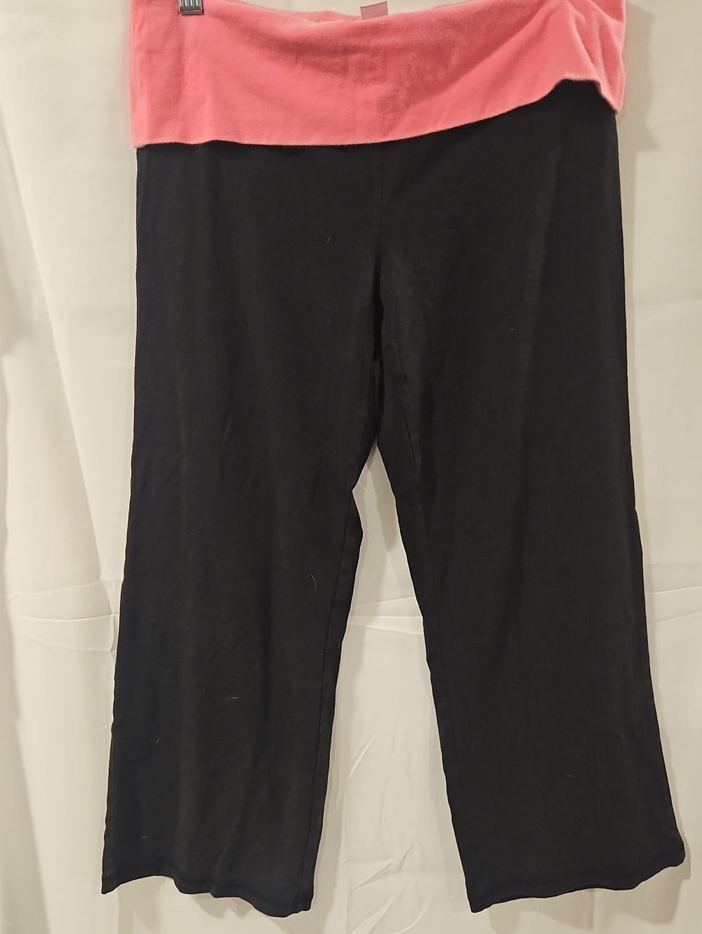 No Boundaries Black Leggings with Pink Fold-Over Waistband